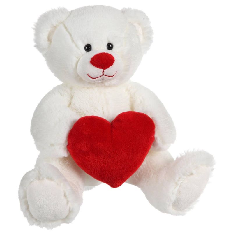  peluche ours coeur valentin rouge blanc 25 cm 